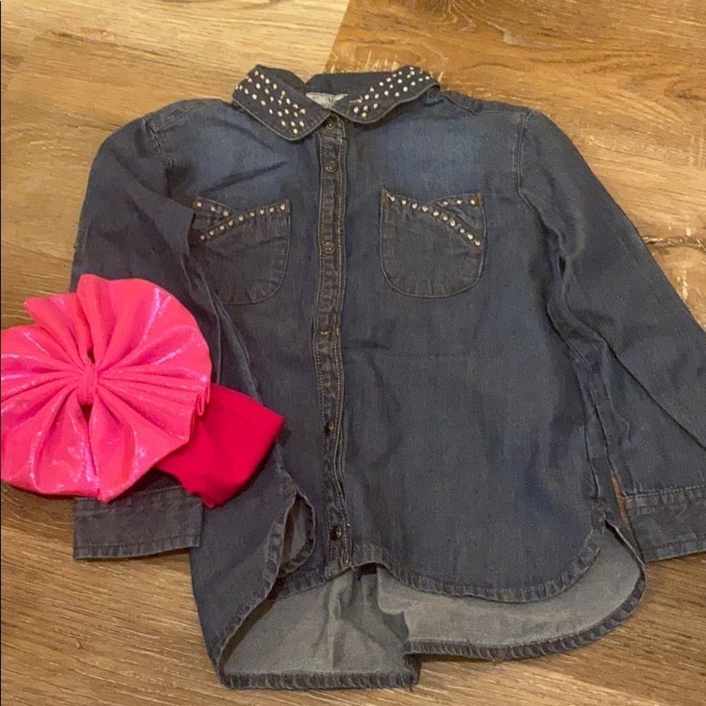 So soft denim shirt and bow set